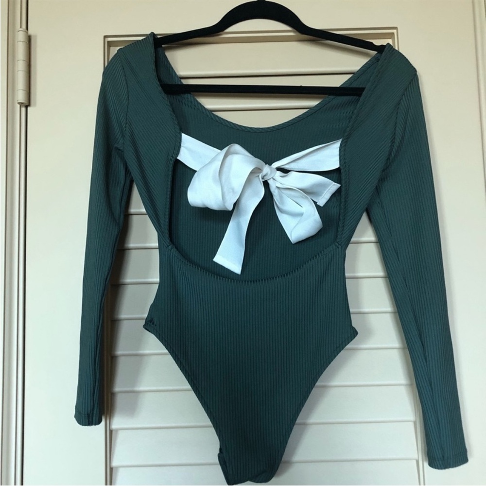 Top Shop green bodysuit with bow